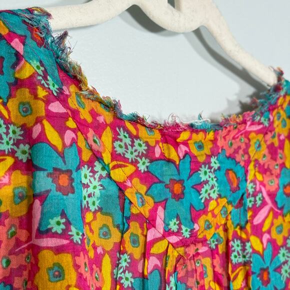 Natural Life L/XL Boho Floral Cotton Tunic Dress Cover Up Lightweight India - Picture 6 of 8